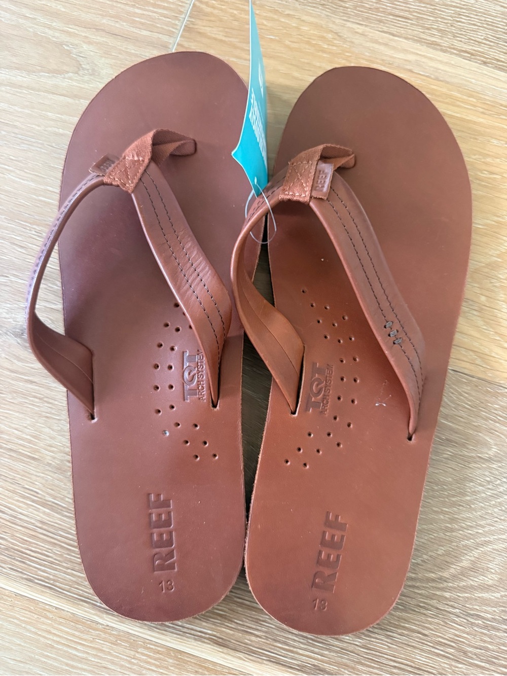 Reef Copper Brown Leather-Style Flip Flops